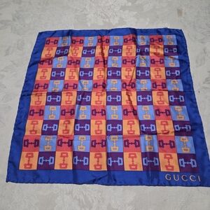 Gucci Vintage 100% Silk Scarf / Pocket Square